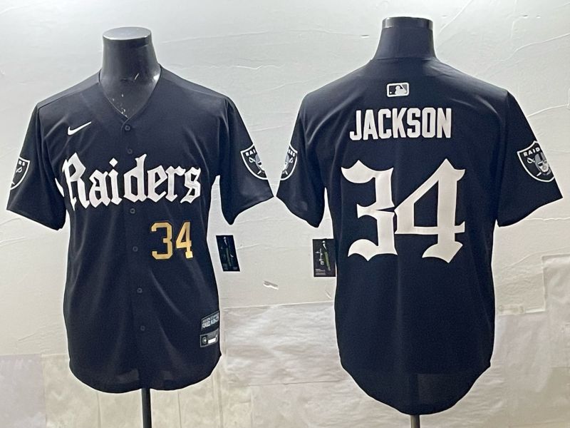 Men 2025 Oakland Raiders #34 Jackson black 6th generation Joint Name Nike Limited NFL Jersey style 03